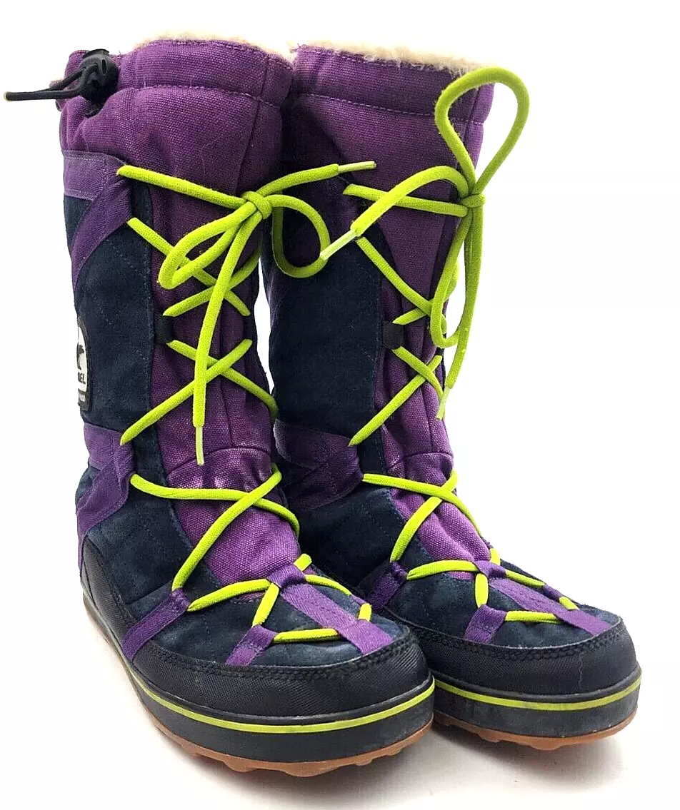 Sorel Glacy Explorer Waterproof Insulated Boots Purple Blue NL1977