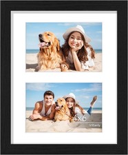 Vittanly 8x10 Collage Picture Frame, Displays 2Pcs 4x6 Pictures with Mat or 1Pcs