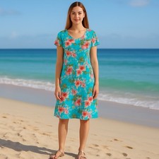 Vintage Talbots Floral Silk Dress Womens 6P Fit Flare Preppy Beach Tropical