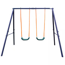 Blue Metal Swing Set for Kids Ages 3-8-Years, Durable Weather-Resistant, Easy