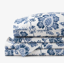 The Company store Floral Indigo Garden Classic Cool Cotton Percale Bed Sheet Set