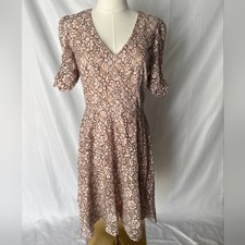 Eliza J Lace Fit & Flare Cocktail Dress Blush Pink/Black Size 8 EUC