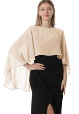 Hotshawl Capelets for women Chiffon Cape Shawls and Wraps One Size, Champagne