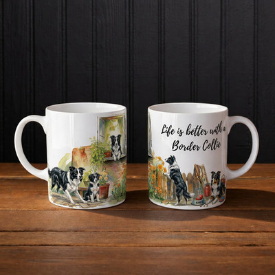 Border Collie Tasse Life Is Better Hundeliebhaber Geschenk Kaffeetasse nur Handwäsche