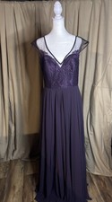 Hayley Paige Formal Dress 5750, Size 10, Plum