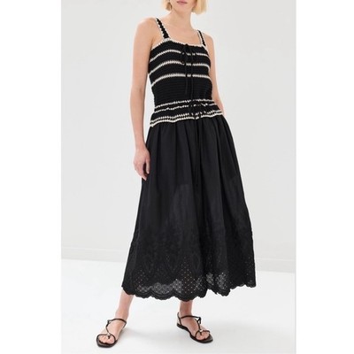 TUCKERNUCK EN Saison Lucia Crocheted Black White Midi Dress NWT Size Small