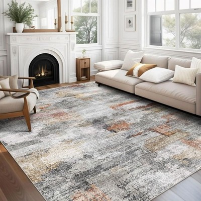 vivorug Grey 9x12 Area Rugs for Living Room, Non Slip Machine Washable Modern...