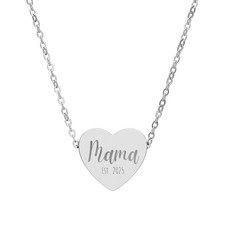 Mama Engraved Heart Necklace Personalized Heart Pendant, Mother's Day Gift