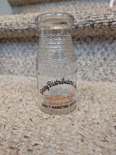Bouteille de lait ancienne 2 couleurs distributeur laitier pyro glaçure gaufrée 1/2 pinte ancienne