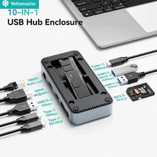 10in1 HUB ABS With M.2 NVMe SATA SSD Enclosure Docking Station Type C Adapter