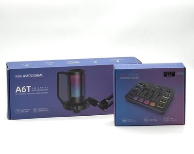 FIFINE USB RGB Gaming Mikrofon pink + Audio Mixer Bundle   neu/sonstige.