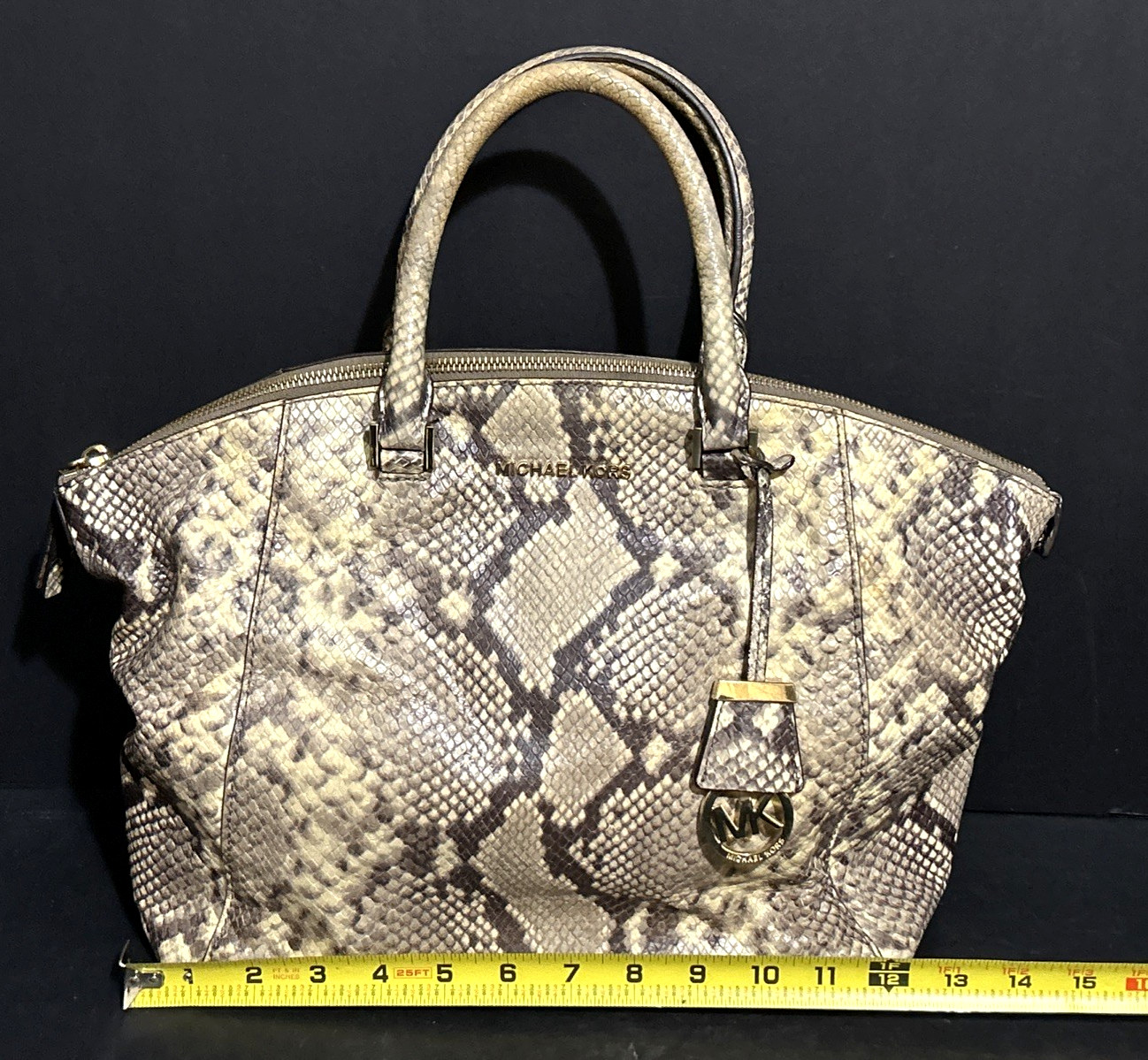 Michael Kors Riley Python Embossed Leather Satche… - image 7