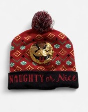 Kids Red Black Emoji Knit Beanie Winter Hat S...
