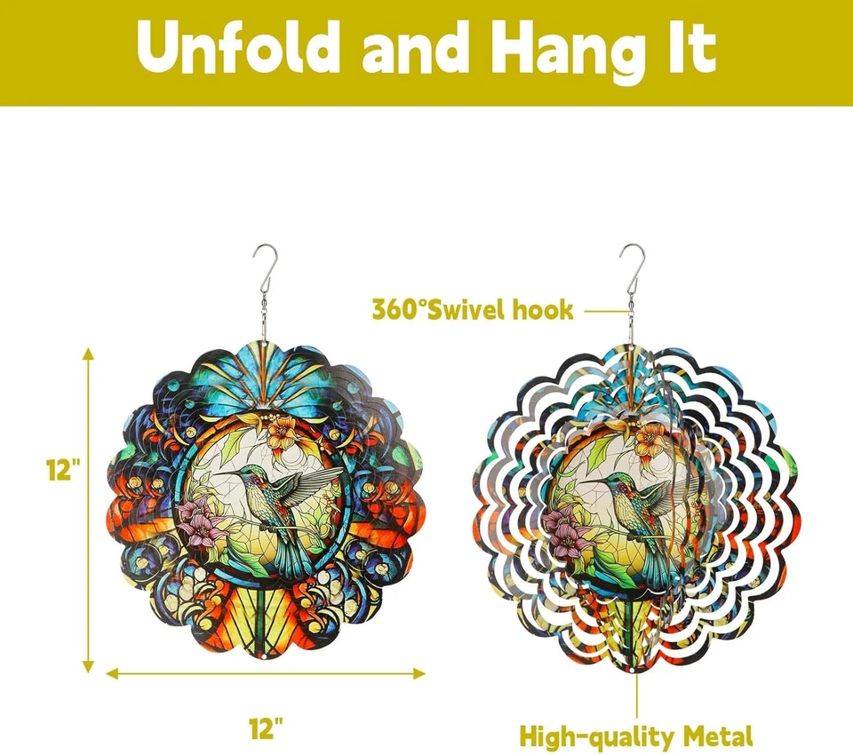 Bird 3D Wind Spinner Kinetic Metal Art Hanging Wind Spinner Outdoor Decoratio... - Image 3 of 4