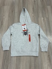 SPYDER BOYS M 10/12 Long Sleeve Fleece Hoodie Sweatshirt Pullover Gray New