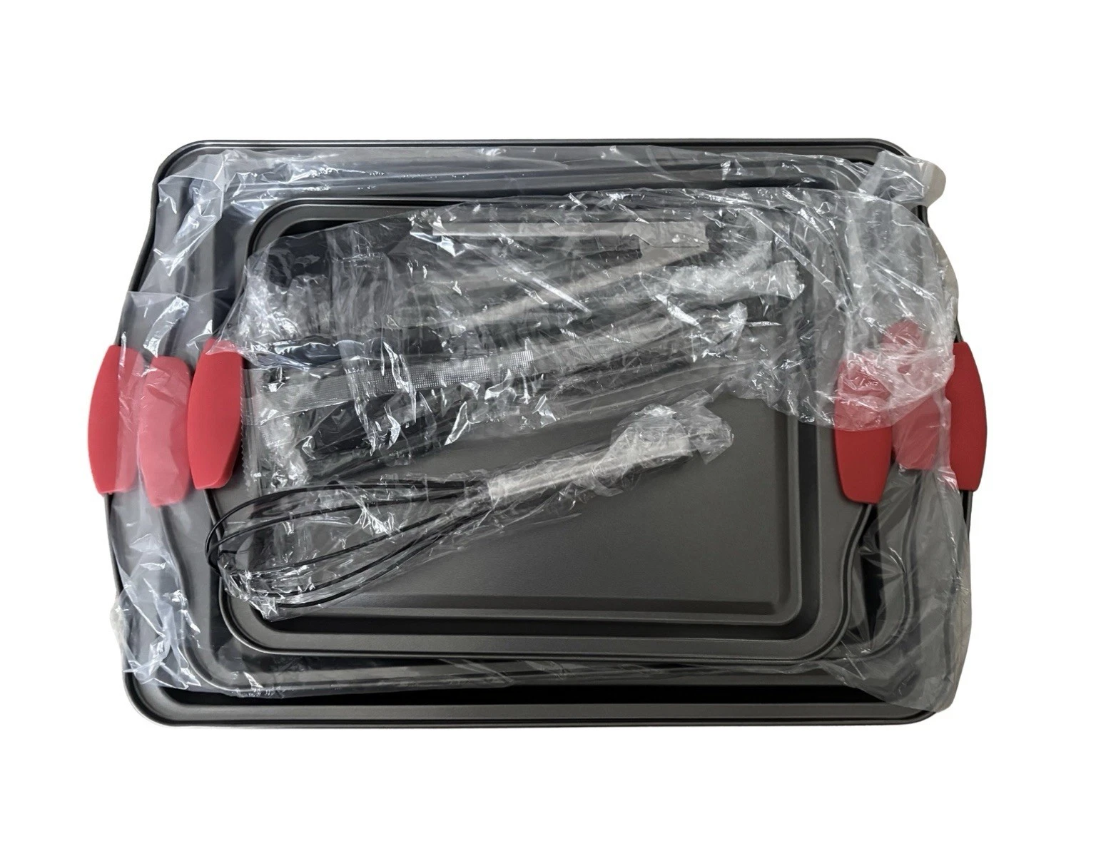 Baking Set 3 Nonstick Baking Pans with Cooking Utensils- Whisk, Spatulas, Tongs
