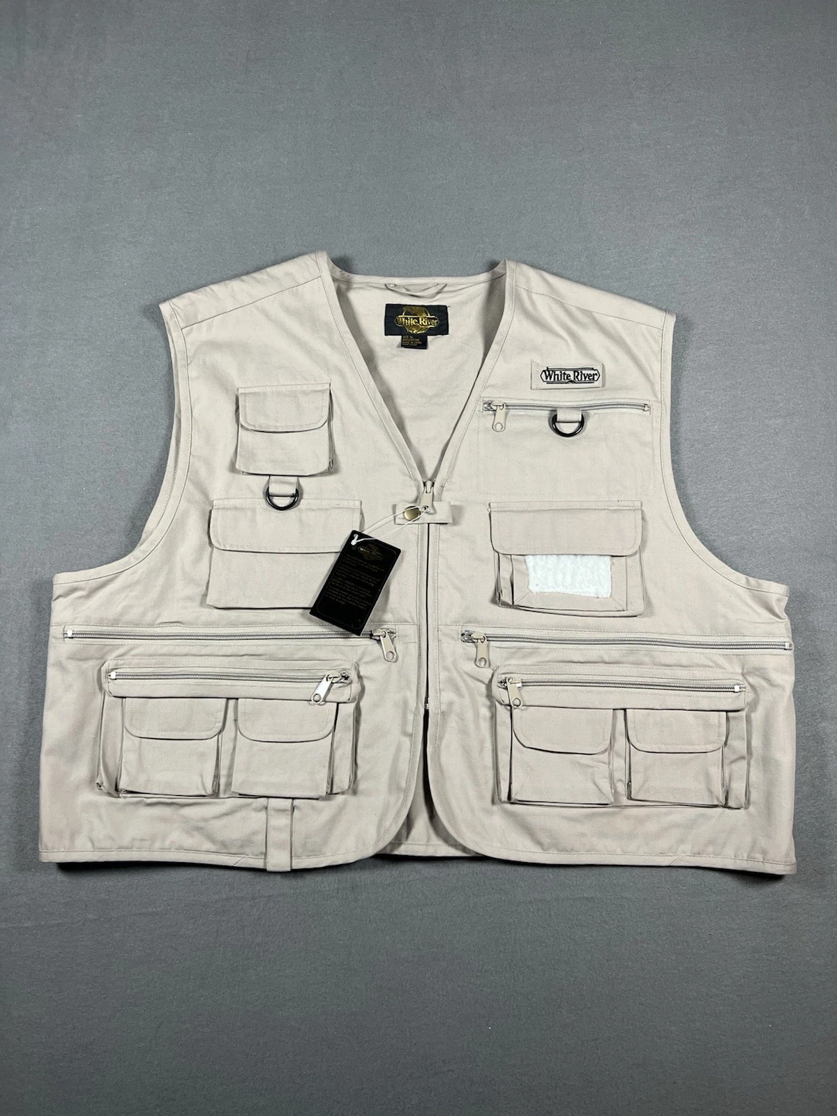 NWT White River Fly Shop Outdoor Utility Vest Beige Men Size XL 100% Cotton