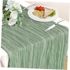 Sage Table Runner, 10Ft 120in Cheesecloth Table Runner, Gauze Rustic Green