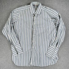 Turnbull  Asser Dress Shirt Mens 17.5/44 Blue Green Stripe French Cuff England