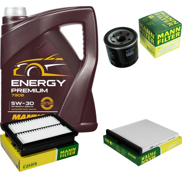 Mann Inspektionspaket Filterset 5L Mannol Energy Premium 5W-30 FüR Mazda 3 1.5-image