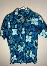 Paradise Hawaii Vintage Hawaiian Shirt 1960's Aloha Exotica Luau Blue S Psych