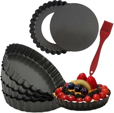 5 Inch Mini Tart Pan Set, 6 Packs Tart Pan with Removable Bottom, Nonstick Carb