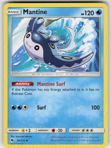 Mantine 58/214 Uncommon Lost Thunder Pokemon