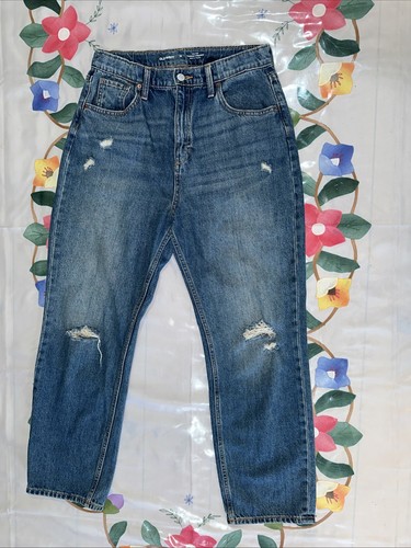 Old Navy Girls Jeans Slouchy Straight High Rise Dark Blue Size 18