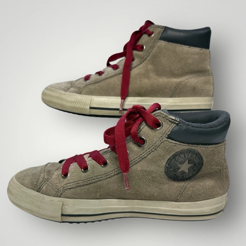 Tênis raro Converse All Star camurça cano alto marrom vermelho cadarços jovens crianças 4 - Imagem 2 de 4