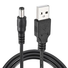 2Pcs 3.3ft USB A Type 5.5 x 2.5mm Straight Head Power Connector, Black