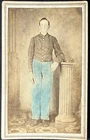 CDV young Civil War soldier with tinted uniform pants, no backmark