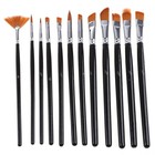 12Pcs Nylon Hair Acrylic Oil Painting Watercolor Artist Paint Brush Supplies Set