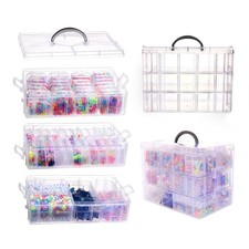 Bead Organizer Box, 56 Pcs Small Plastic Containers with Lids and 3-Tier Stac...