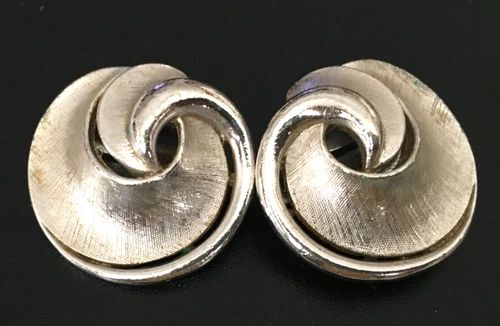 Vintage Earrings SIGNED TRIFARI Clipon Silver tone Jewelry lot x