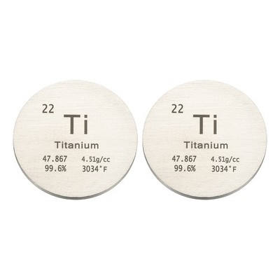 2Pcs Titanium Disc, 1.2inch Ti Density Circle Sheets Plates for Collections