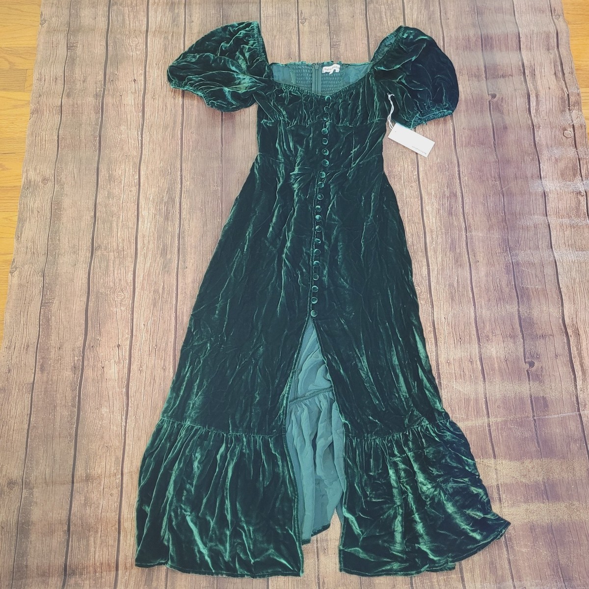 forest green puff sleeve evelyn midi dress Shop Emotion Forest Puff Sleeve Pin Tuck Midi Shirt Dress main image 1