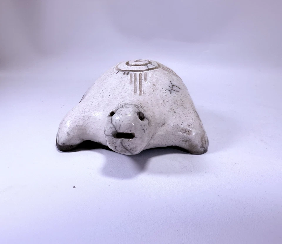 6 Hole Black Ceramic Studio Pottery Signed L Ocarina Instrument White 2005 Nice! - Image 3 of 4