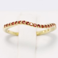 925 STERLING SILVER DARK ORANGE RED GARNET ROUND CUT GEMSTONE RING SIZE 6.25