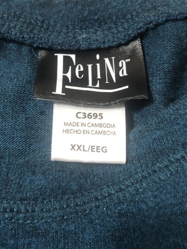 Felina shirt womens XXL teal long sleeve scoop neck hi low stretch casual - Picture 7 of 9
