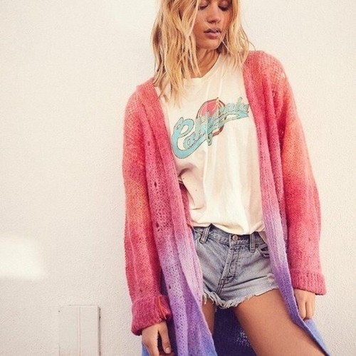 Colorful Ombre Cardigan Sweater 