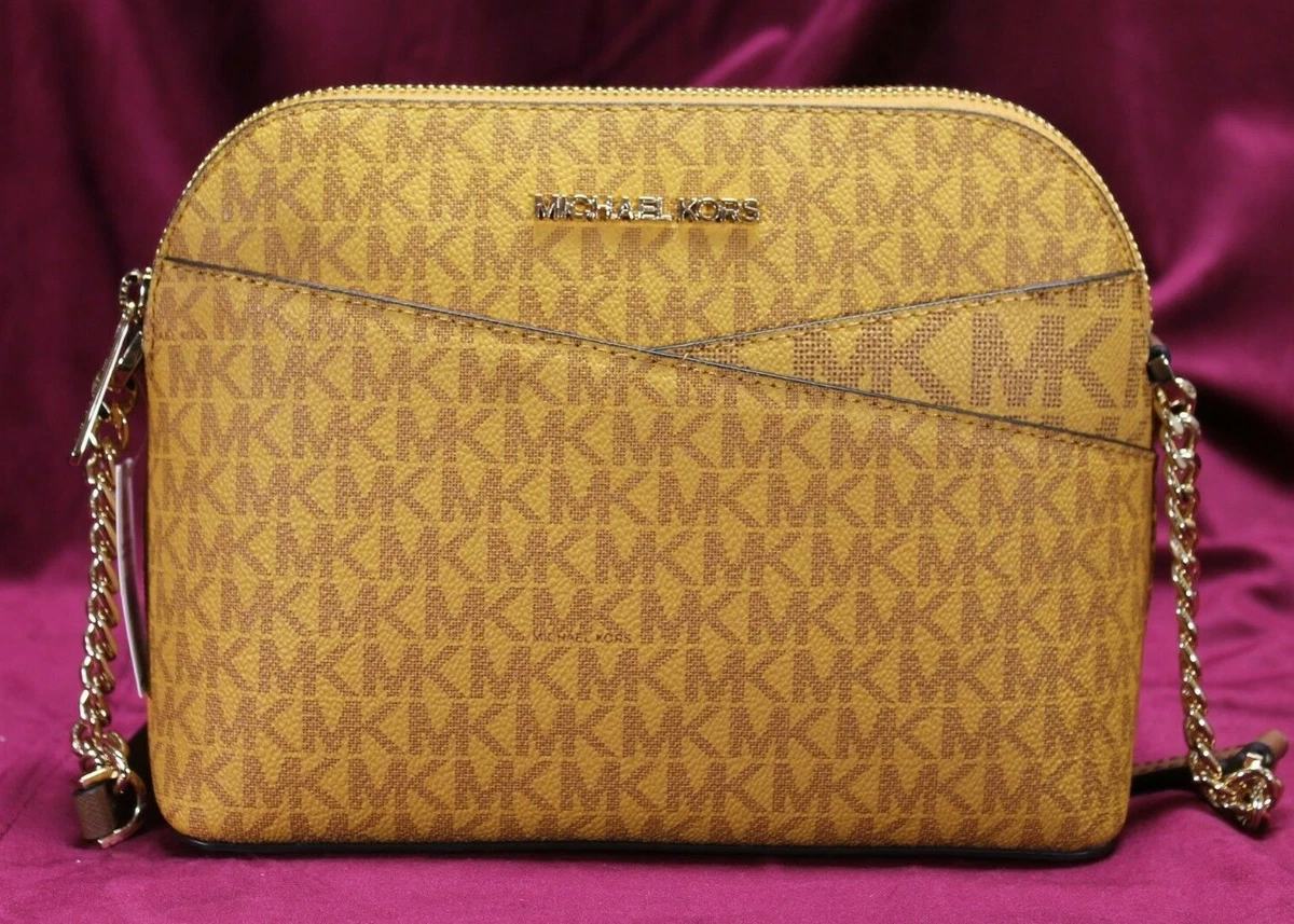 Michael Kors Jet Set Travel Medium Dome Crossbody Bag MK Yellow Marigold in  2023