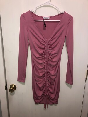 slim fit dress slacks Fashion Nova Purple Long Sleeve Women's Mini Dress With Belt Sz S main image 0