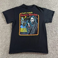 Ghost Face Shirt Mens Medium Black Blue Lets Watch Scary Movies Horror