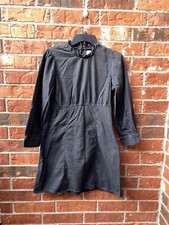 Madewell Womens 2 Black Stone Demi Ruffle Mockneck Keyhole Long Sleeve Dress