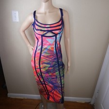 Fashion Nova Women Multicolor Dress SZ M Tropical Dress