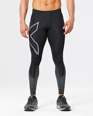 SUPER SALE | 2XU Reflect Mens Compression Tights Black/Silver Reflective