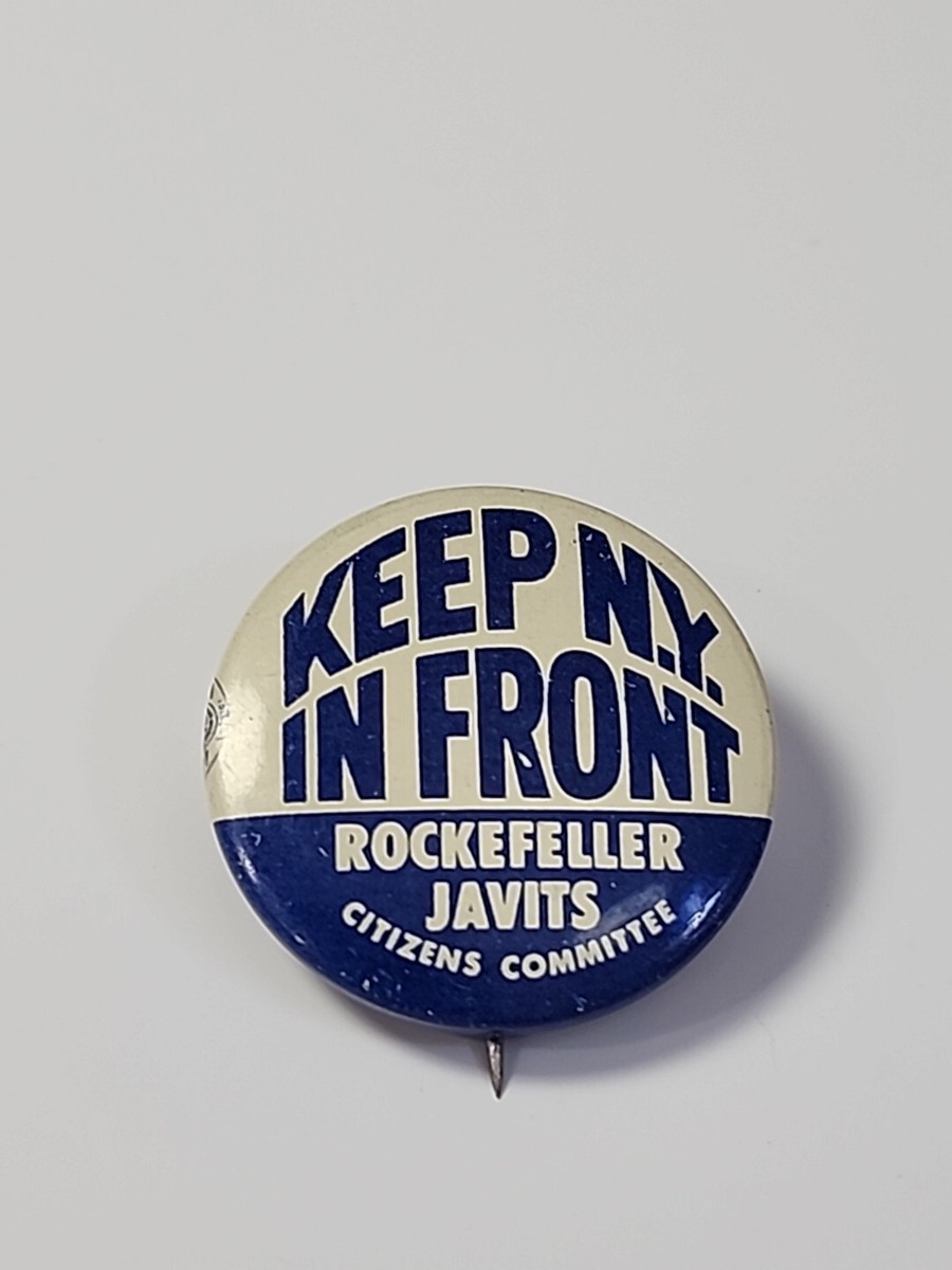 Keep NY In Front Rockefeller Javits Button Pin 1960 New York