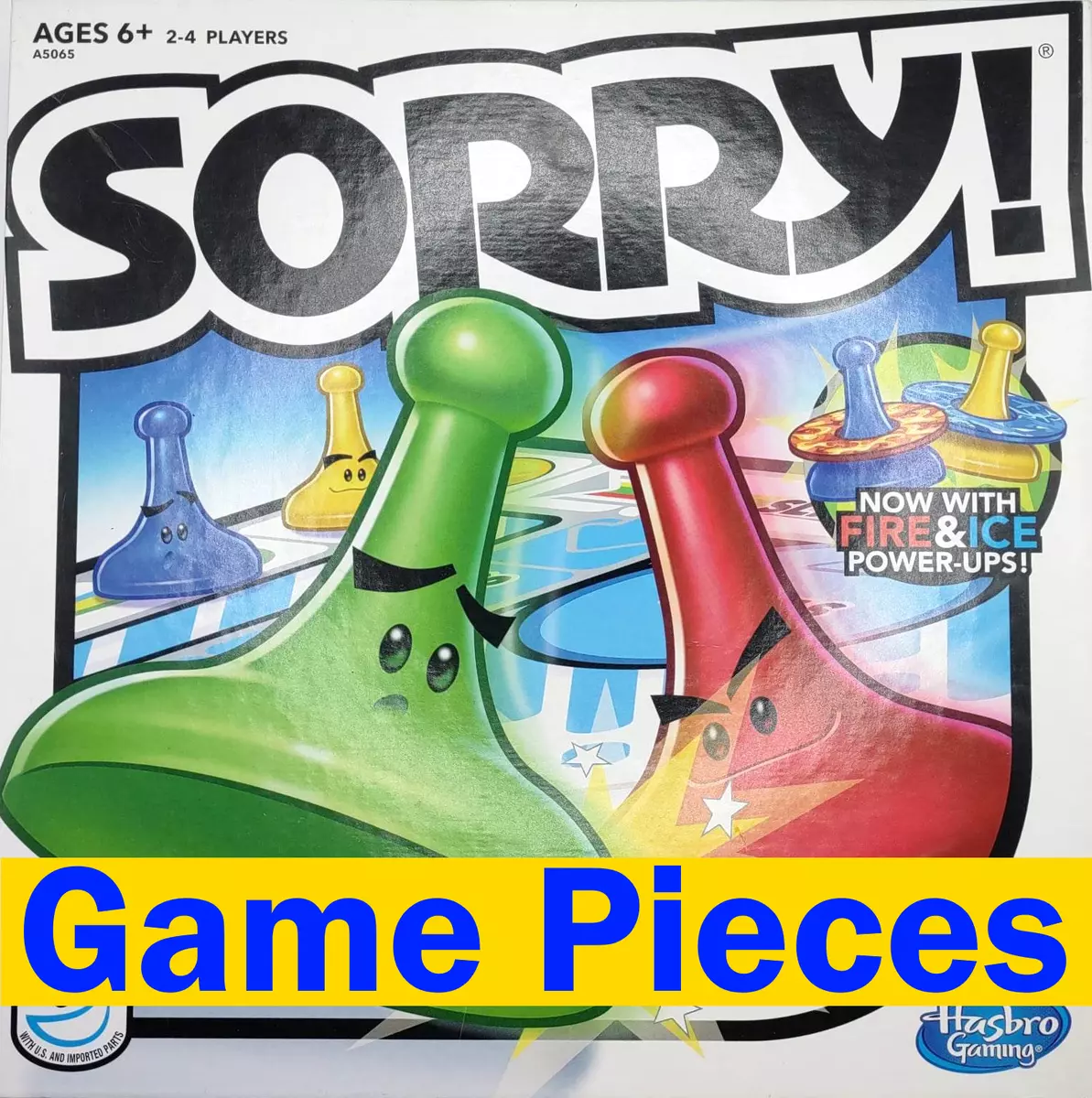 Sorry Board Game Pieces Part Fire and Ice Pawns Cards Instructions Game  Board