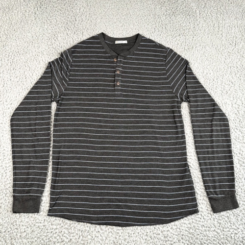 Marine Layer Shirt Men's Medium Gray Striped Henl… - image 1