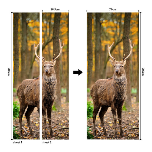 Wild Animal Deer 3D Wasserdicht Türaufkleber Wandbild Selbstklebend PVC Tapete - Bild 2 von 5
